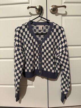 Checkered cropped cardigan